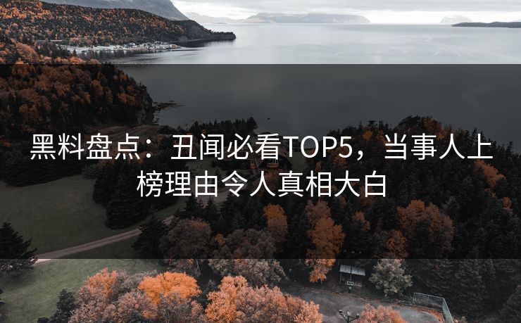 黑料盘点：丑闻必看TOP5，当事人上榜理由令人真相大白
