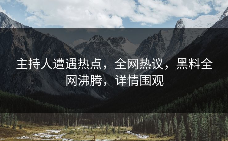 主持人遭遇热点，全网热议，黑料全网沸腾，详情围观